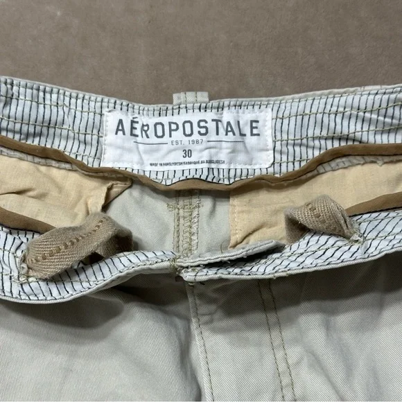 Aeropostale Cargo Khaki Drawstring Shorts 100% Cotton Size 30 - Picture 5 of 7